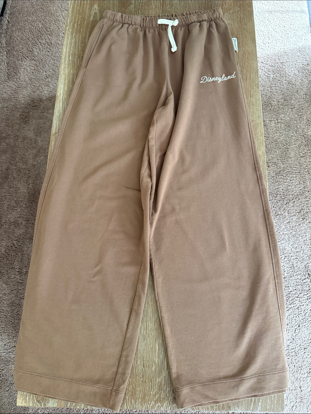 Authentic Disneyland Park Wide Leg Lounge Sweatpants Tan Small EUC